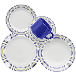Aparelho de Jantar e Chá 20 Peças Cerâmica Donna Elis Branco/Azul - Biona é bom? Vale a pena?
