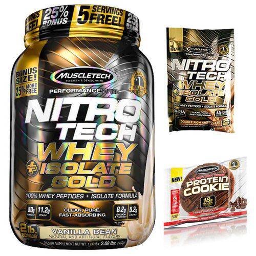 100% Whey Gold Isolado Nitro Tech 907g + Cookies + Dose Única - Muscletech é bom? Vale a pena?
