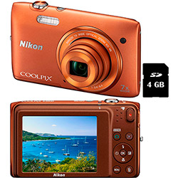 Câmera Digital Nikon S3500 20.1MP Zoom Óptico 7x Cartão 4 GB - Laranja é bom? Vale a pena?