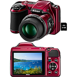 Câmera Digital Semi-Profissional Nikon L820 16MP Zoom Óptico 30x Cartão 4 GB - Vermelha é bom? Vale a pena?
