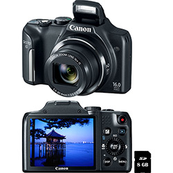 Câmera Digital Canon Powershot SX170IS 16 MP com Zoom Óptico de 16x Preta Cartão de 8 GB é bom? Vale a pena?