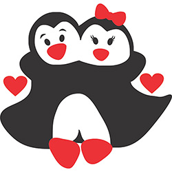 Adesivo de Parede Pinguins Abraçados Corações Bicos e Patas Vermelho Pinguins Preto Brilho 56x58cm - Classic Home é bom? Vale a pena?