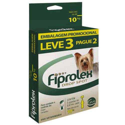 Anti Pulgas e Carrapatos Ceva Fiprolex Drop Spot de 0,67 Ml para Cães Até 10 Kg - Leve 3 Pague 2 é bom? Vale a pena?