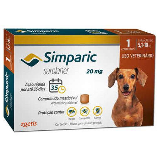 Anti Pulgas Zoetis Simparic 20 Mg para Cães 5,1 a 10 Kg - 1 Comprimidos é bom? Vale a pena?