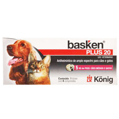 Antiparasitário Konig 4 Comprimidos Basken Plus 20 para Cães e Gatos é bom? Vale a pena?
