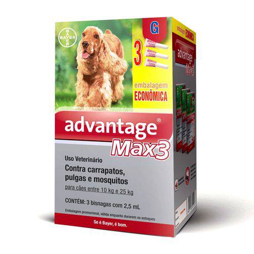 Antipulgas e Carrapatos Bayer Advantage Max3 Combo para Cães de 10 Kg a 25 Kg é bom? Vale a pena?