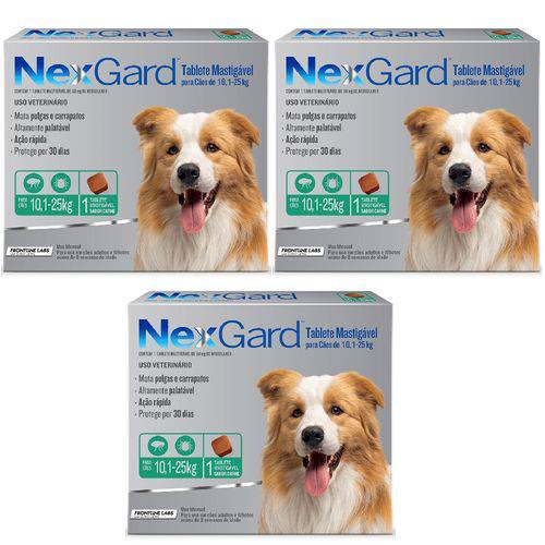 Antipulgas e Carrapatos Cães Nexgard G - 10 a 25Kg - 1 Tablete Mastigável - Combo com 03 Unidades é bom? Vale a pena?