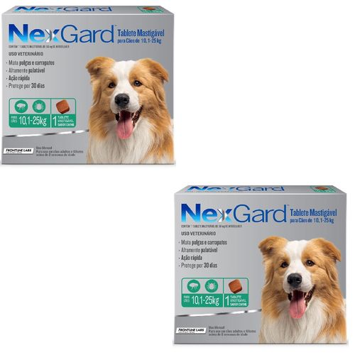 Antipulgas e Carrapatos Cães Nexgard G - 10 a 25Kg - 1 Tablete Mastigável - Combo com 02 Unidades é bom? Vale a pena?
