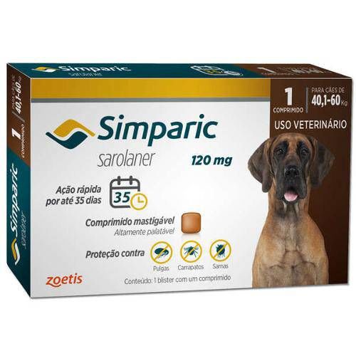 Antipulgas Zoetis Simparic 120 Mg para Cães 40,1 Á 60 Kg - 1 Comprimido é bom? Vale a pena?