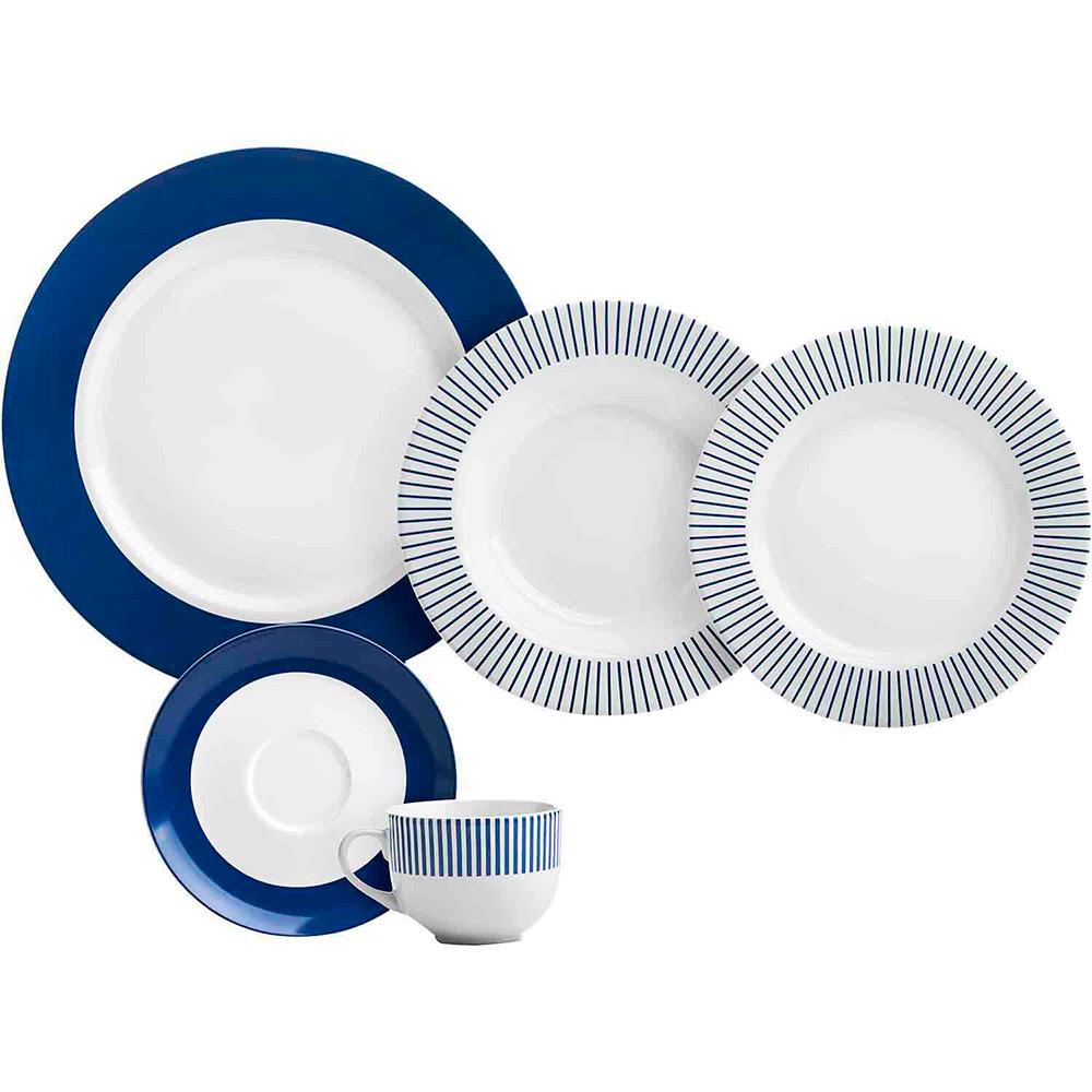 Aparelho de Jantar 20 Peças Porcelana Navy Branco/Azul - Ricaelle é bom? Vale a pena?