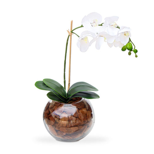 Arranjo de Flor Artificial Orquidea Branca no Bowl de Vidro 45x20 é bom? Vale a pena?
