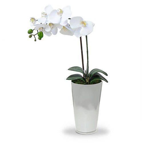 Arranjo de Flores Artificiais Orquidea Branca Vaso Vidro Branco 50 Cm é bom? Vale a pena?