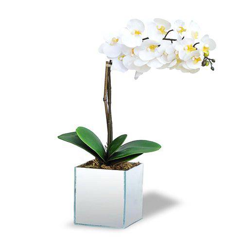 Arranjo de Flores Artificiais Orquideas Brancas no Cachepot Vidro Espelhado é bom? Vale a pena?