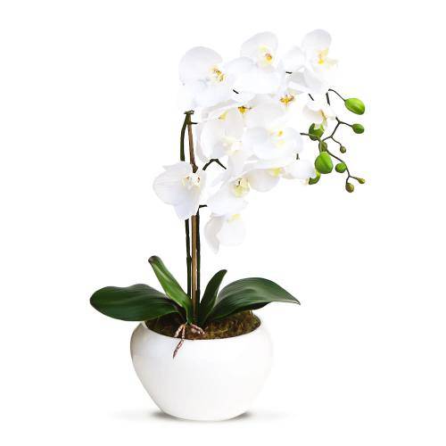 Arranjo de Flores Artificiais Orquideas Brancas Vaso Bowl 45x20 Cm é bom? Vale a pena?