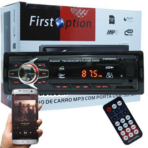 Auto Rádio Som Mp3 Player Automotivo Carro Bluetooth First Option 6680BSC Fm Sd USB Controle é bom? Vale a pena?