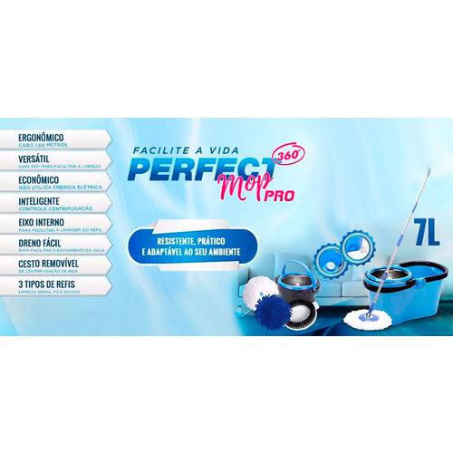 Balde Mop Perfect Pro 360 C/ 3 Refis Cesto Inox Limpesa Pesada é bom? Vale a pena?