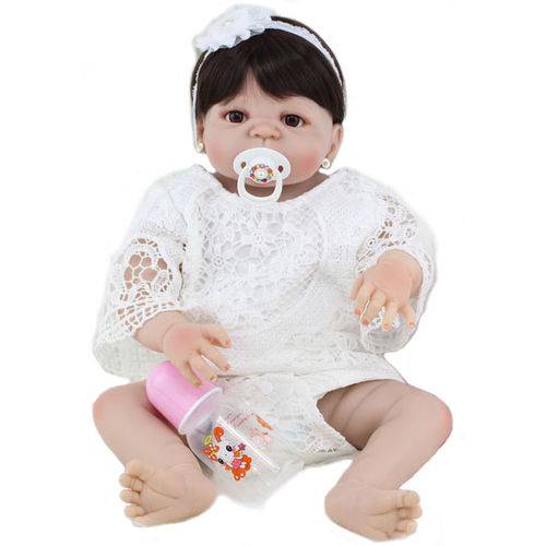 Bebê Reborn 100% Silicone Boneca Realista Vestido Crochê Branco 55cm 1,6 Kg #041AS é bom? Vale a pena?
