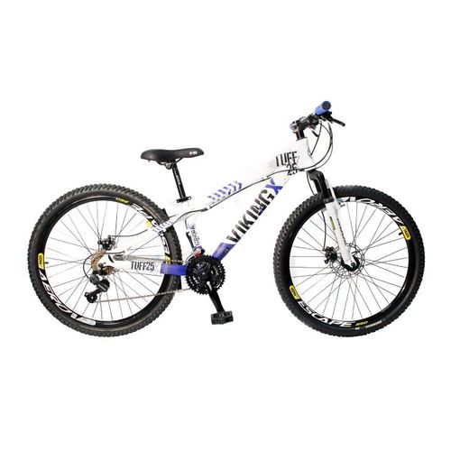 Bicicleta Vikingx Tuff X25 Shimano Freio a Disco Branco/azul é bom? Vale a pena?