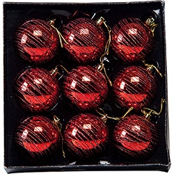 Bola Vermelha com Listras em Glitter, 7cm, 9 Unidades - Christmas Traditions é bom? Vale a pena?