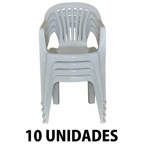 Cadeira de Plastico Poltrona Branco Empilhável 10 Unidades é bom? Vale a pena?