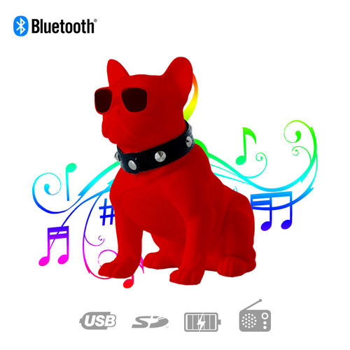 Caixa de Som Bluetooth Ch-m10 Bulldog Francês Cachorro Portátil 5w Fm Vermelha é bom? Vale a pena?
