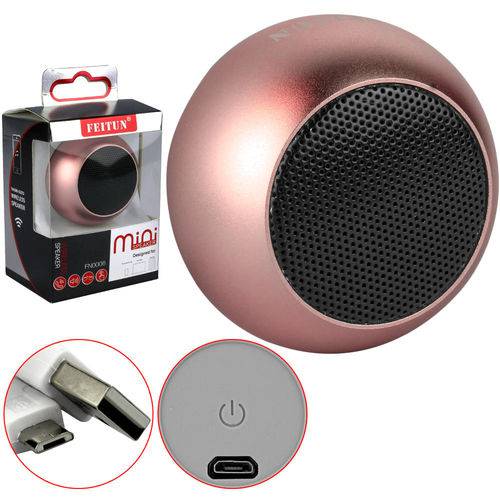 Caixa de Som Bluetooth Mini Speaker 3w Rosa Feitun Fn-0006 é bom? Vale a pena?