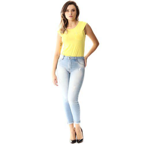 Calça Jeans Feminina Cropped Barra Dobrada - Sawary é bom? Vale a pena?