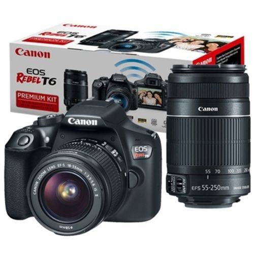 Câmera Canon DSLR EOS Rebel T6 PREMIUM com Lente 18-55mm + 55-250mm é bom? Vale a pena?