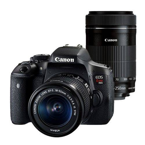 Câmera Canon Dslr Eos Rebel T6i Premium com Lente 18-55mm + 55-250mm é bom? Vale a pena?