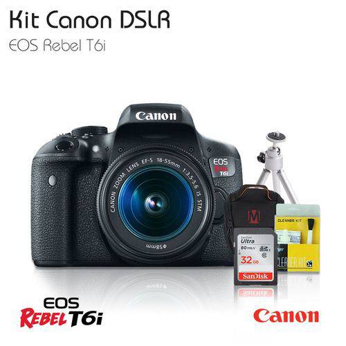 Câmera Canon T6i 18-55mm, Bolsa (MasterTronic), Tripé, Cartão 32gb, Kit Limpeza é bom? Vale a pena?