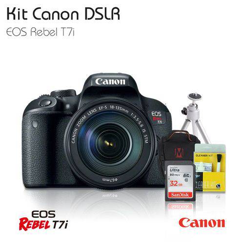 Câmera Canon T7i 18-135mm, Tripé Mesa, C.32GB, Bolsa MasterTronic, Kit Limpeza é bom? Vale a pena?