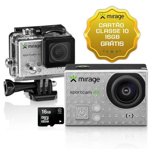 Câmera de Ação Sport 4k, Tela de LCD 2" 16mp + Cartão 16gb Prata Mirage - MR3001 é bom? Vale a pena?