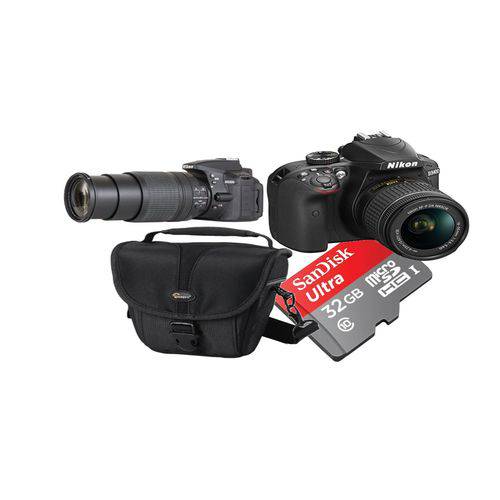 Câmera Digital DSLR Nikon D5300 Sensor CMOS DX 24.2MP 18-55mm + SD 32 Gb e Bolsa é bom? Vale a pena?