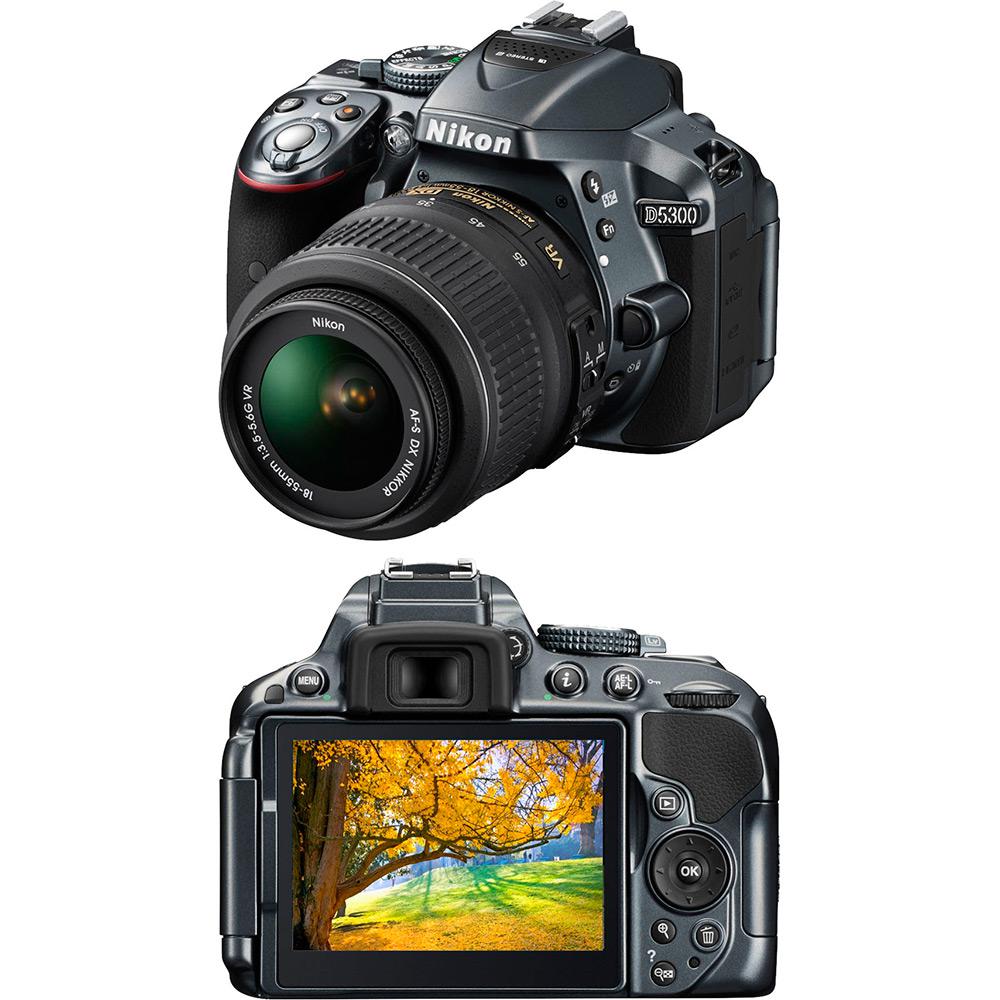 Câmera Digital DSLR Nikon D5300 sensor CMOS DX 24.2MP 18-55mm Cinza é bom? Vale a pena?