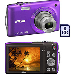 Câmera Digital Nikon Coolpix S3300 16 MP 6x Zoom Óptico Cartão 8GB Roxa é bom? Vale a pena?