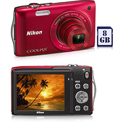 Câmera Digital Nikon Coolpix S3300 16MP 6x Zoom Óptico Cartão 8GB Vermelha é bom? Vale a pena?