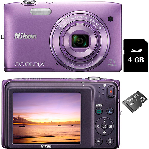 Câmera Digital Nikon COOLPIX S3500 - Roxo + Cartão 4 GB é bom? Vale a pena?