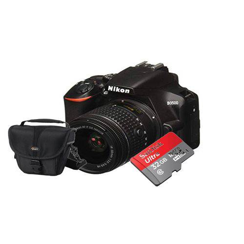 Câmera Digital Nikon D3500 com 18-55 + SD 32 Gb e Bolsa é bom? Vale a pena?