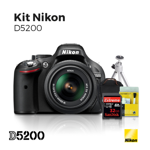 Câmera Digital Nikon D5200 Lente 18-55mm / Cartão Memória 32gb (C10) / Bolsa / Tripe E Kit Limpeza é bom? Vale a pena?