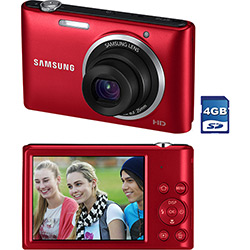 Câmera Digital Samsung ST72 16.2MP, Zoom Óptico 5x, Foto Panorâmica, Grava em HD, Vermelha, Cartão de Memória 4GB é bom? Vale a pena?