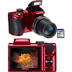 Câmera Digital Samsung WB100 16.2MP 26X Zoom Óptico Cartão SDHC de 4GB Vermelha é bom? Vale a pena?