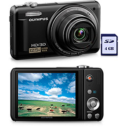 Câmera Digital VR-330 (14MP) Preta, 12.5x Zoom Óptico, Foto Panorâmica, Foto 3D, Filma em HD + Cartão 4GB + 2 Baterias - Olympus é bom? Vale a pena?
