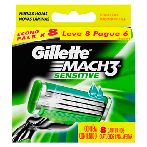 Carga Gillette Mach 3 Sensitive - 8 Unidades é bom? Vale a pena?