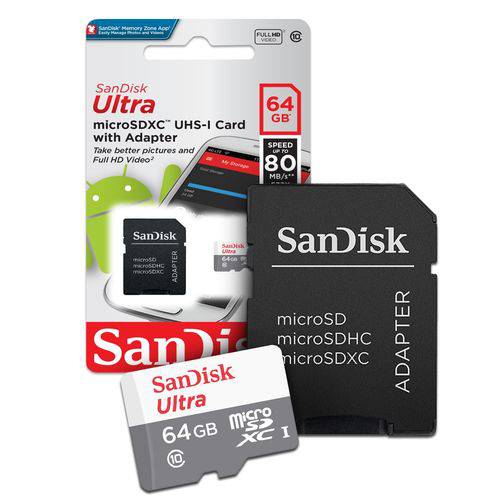 Cartão de Memoria 64gb Micro Sd Cl10 80mb/s Ultra Sdsquns Sandisk é bom? Vale a pena?