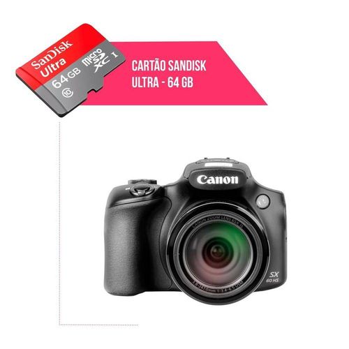 Cartão de Memória 64gb Ultra para Câmera Canon Powershot Sx60-Hs é bom? Vale a pena?