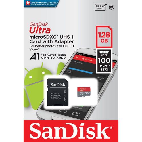 Cartão de Memória Micro SD 128GB Ultra Speed 100MB/S 667X Sandisk é bom? Vale a pena?