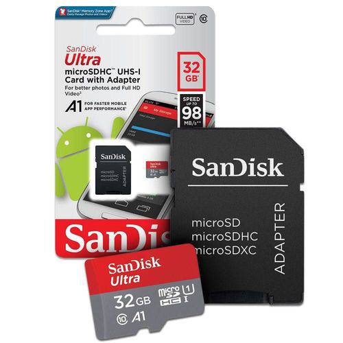 Cartão de Memória SanDisk Micro SD 32GB + Adaptador, Classe 10, Ultra 98MB/s é bom? Vale a pena?