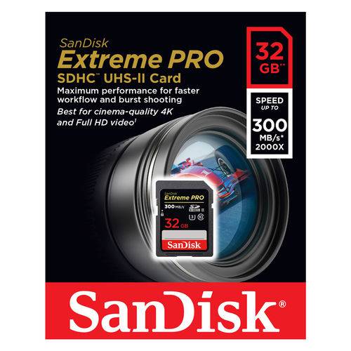 Cartão 32GB SD - Sandisk Extreme Pro - Velocidade Até 300MB/s - Classe 10 - SDSDXPK-032G-GN4IN é bom? Vale a pena?