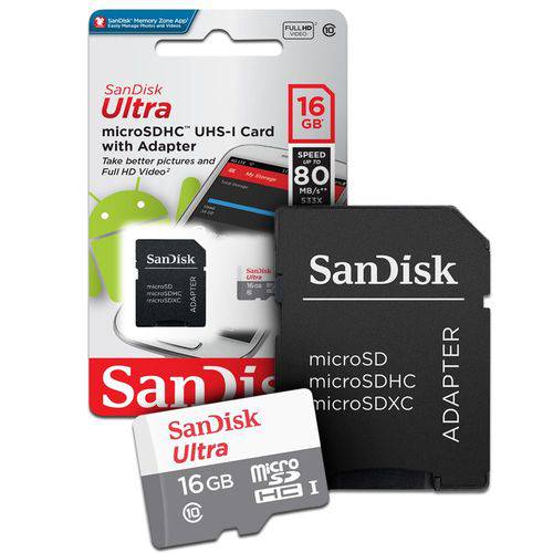 Cartão de Memoria 16gb Micro Sd CL10 80mb/s Ultra SDSQUNS Sandisk é bom? Vale a pena?