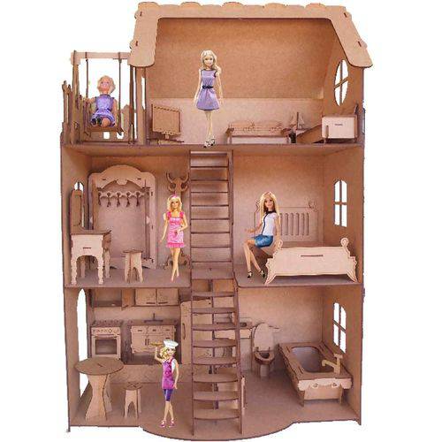 Casa Casinha para Boneca Barbie com 24 Mini Móveis em Mdf Cru Csb1 é bom? Vale a pena?